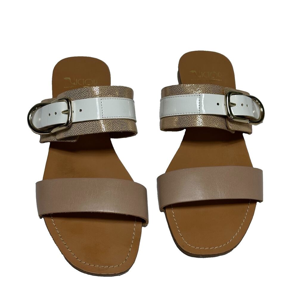 Victor Italian Leather Colorblock Neutral Sandals Women Size 7.5